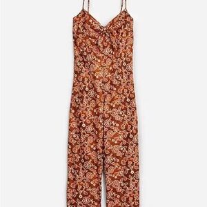 NWT Brown Floral J. Crew Jumpsuit With Pockets and Ruched Back